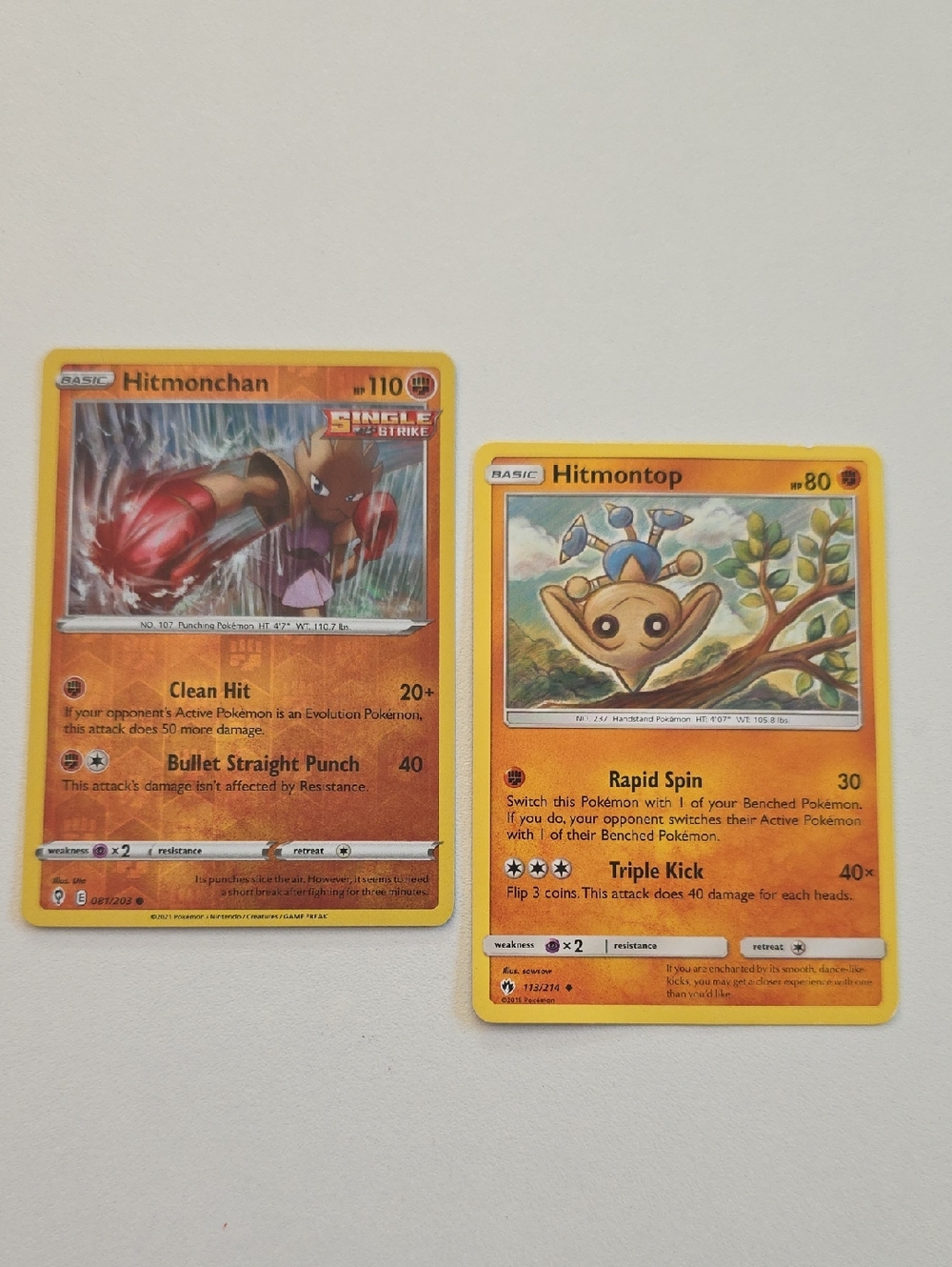 Pokemon Hitmonchan And Hitmontop Card